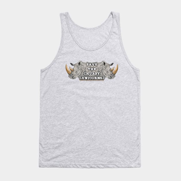 Save the Chubby Unicorns, Rhinoceros Design Tank Top by FreeSpiritMeg